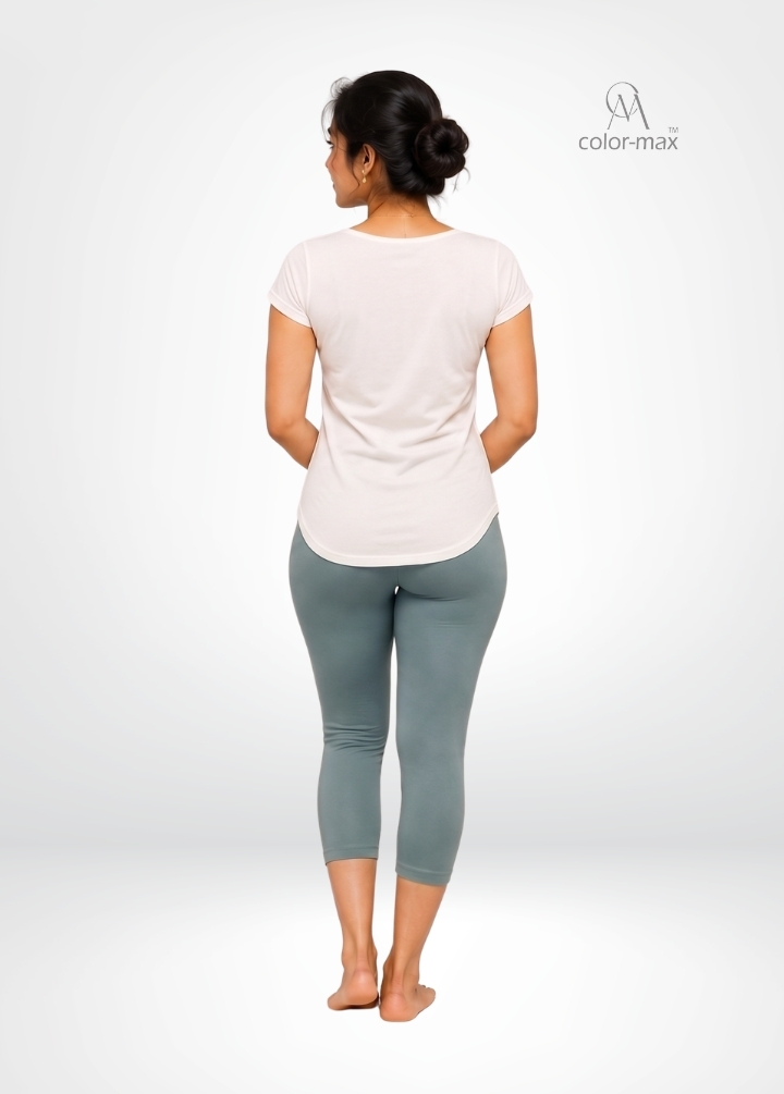 LIGHT GREY - Premium Cotton Lycra Capri Leggings - Hover